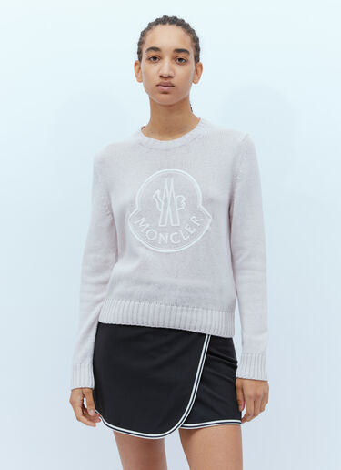 Moncler Logo Embroidery Knit Sweater Pink mon0255042