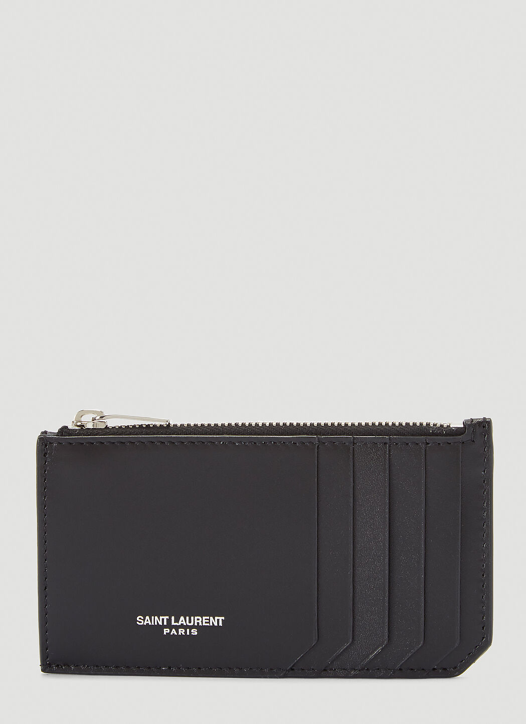 Saint Laurent Zip-Pocket Card Holder Wallet Black sla0235028