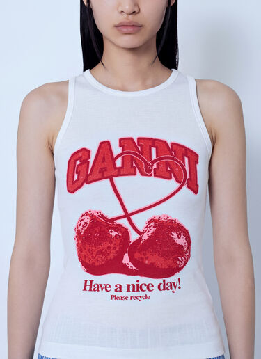 LN-CC® - GANNI: Compact Rib Jersey Tank Top - White GANNI Compact Rib Jersey Tank Top White gan0265006