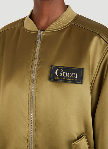 Gucci Logo Patch Bomber Jacket Green guc0250043