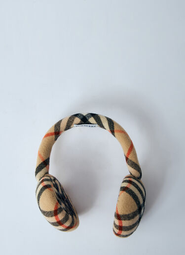 Burberry Check Wool Earmuffs Sand bur0159031