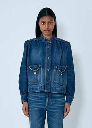 Chloé Gathered Denim Jacket Blue chl0263036