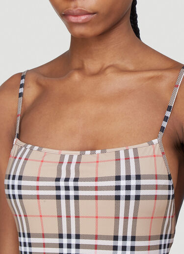 Burberry Check Swimsuit Beige bur0239020