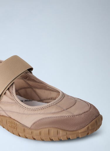 LN-CC® - Miu Miu: Tyre Technical Fabric And Suede Ballerinas - Beige Miu Miu Tyre Technical Fabric And Suede Ballerinas Beige miu0265022