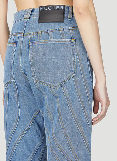 Mugler Structured Panel Jeans Blue mug0351005