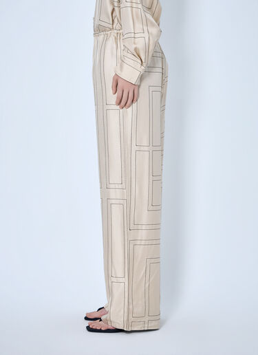 LN-CC® - Toteme: Monogram Silk Pj Pants - Cream Toteme Monogram Silk Pj Pants Cream tot0265043