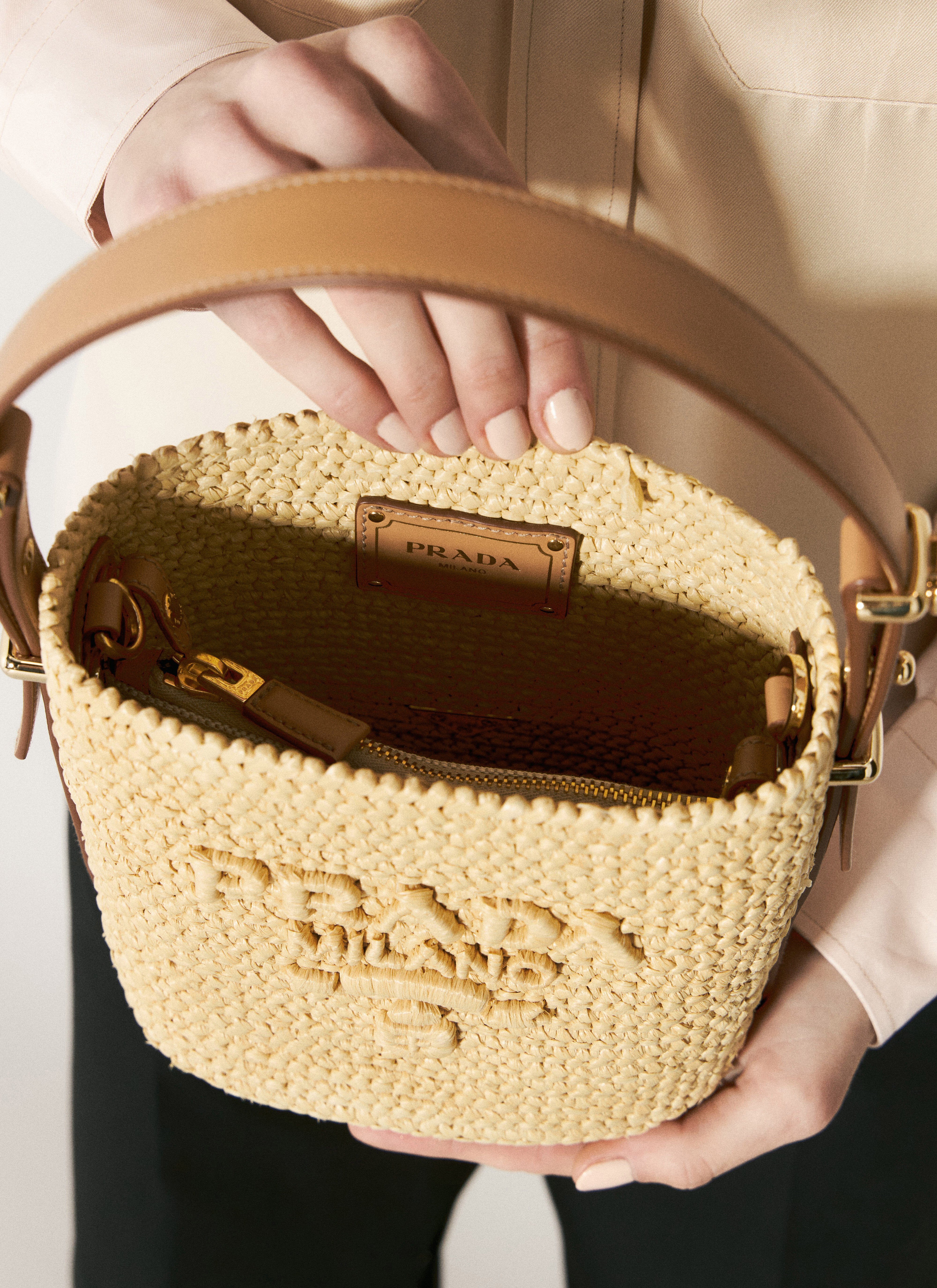 Prada Women s Crochet And Leather Shoulder Bag in Beige LN CC