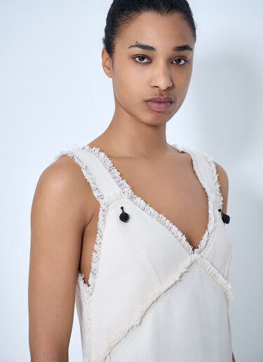 TOTEME Bouclé Maxi Dress with Frayed Edges White tot0264015