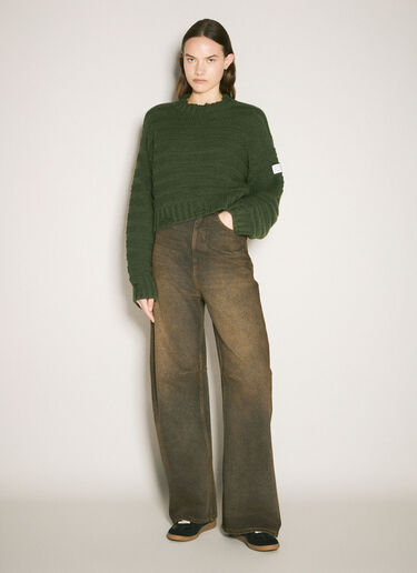 MM6 Maison Margiela Cropped Crewneck Sweater Green mmm0257006