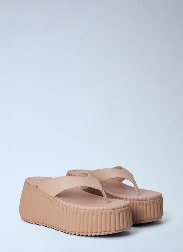 Chloé Nama Wedge Sandals Beige chl0264033