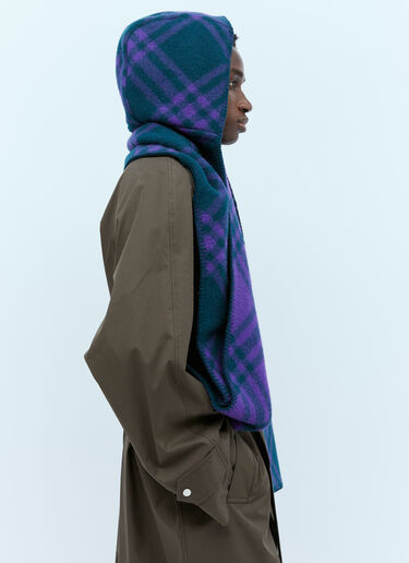 Burberry ウールフード付きチェックスカーフ グリーン bur0154031