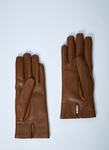 Max Mara Leather Gloves Brown max0261034