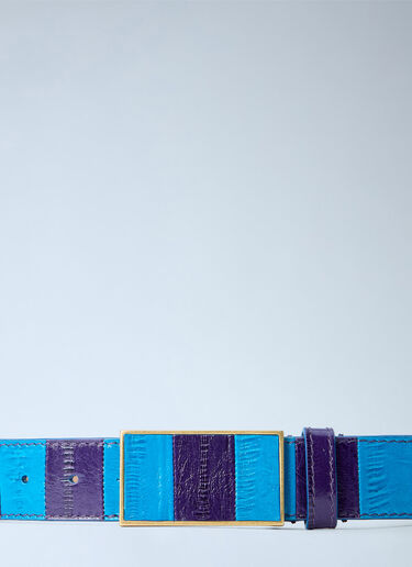 LN-CC® - Dries Van Noten: Striped Leather Belt - Blue Dries Van Noten Striped Leather Belt Blue dvn0264041
