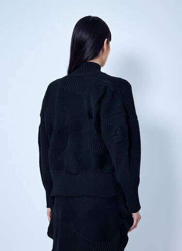 LN-CC® - Issey Miyake: Kone Kone Ribbed Knitted Jacket - Black Issey Miyake Kone Kone Ribbed Knitted Jacket Black ism0265013