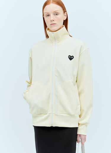 Comme Des Garçons PLAY 徽标贴饰拉链运动衫  米色 cpl0355026