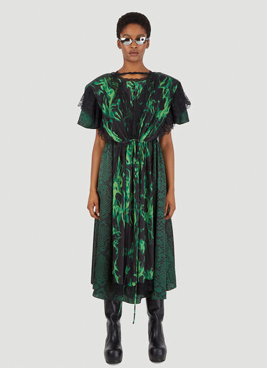 Vetements 스모크 파이썬 프린트 더블 드레스 그린 vet0246003