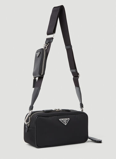 Prada Logo Plaque Shoulder Bag Black pra0254034