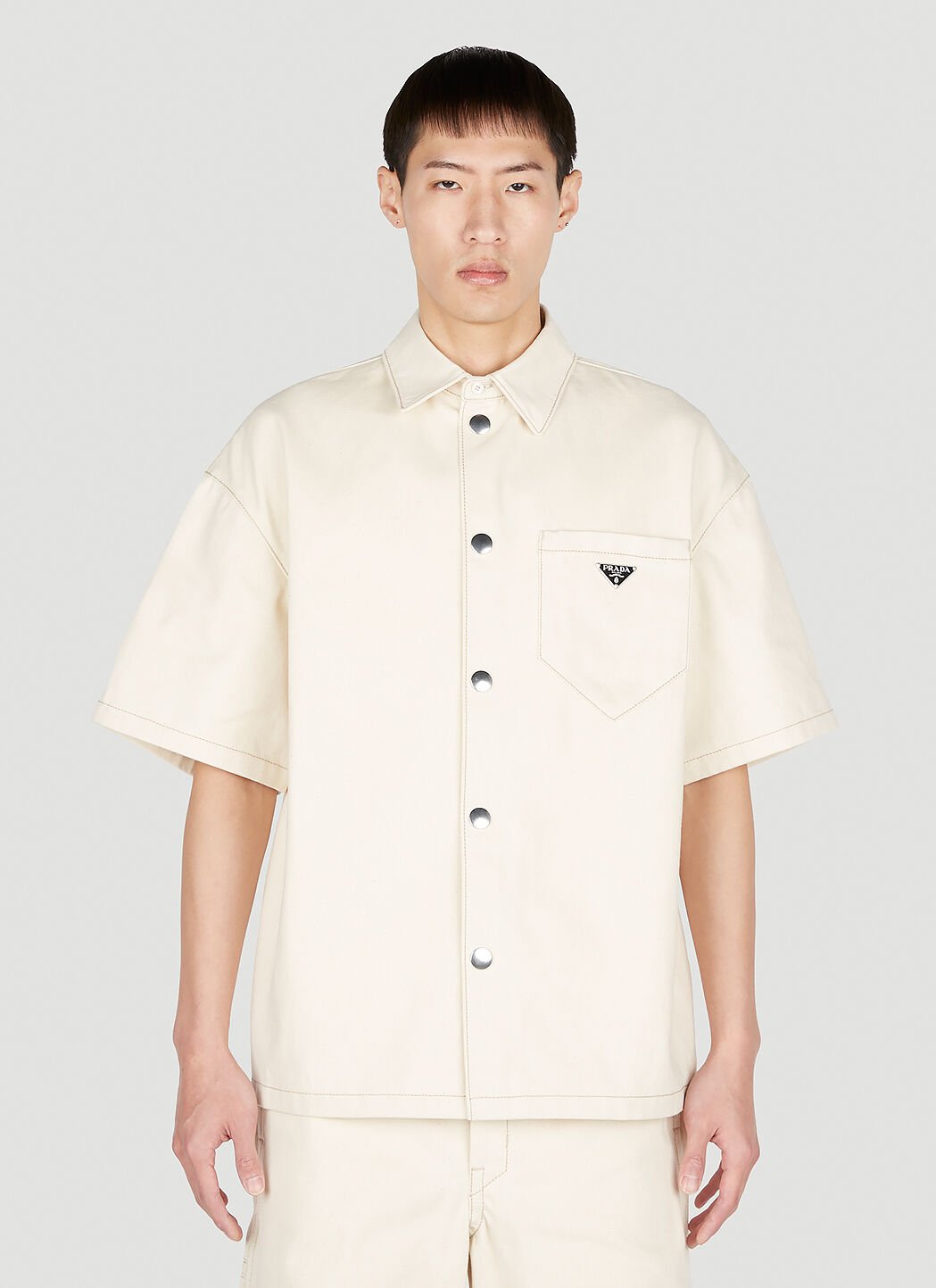 Prada denim shirt new arrivals