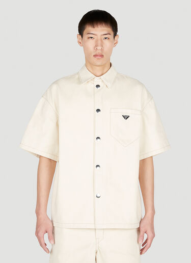 Prada Men's Bull Denim Shirt in Cream