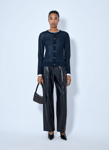 LN-CC® - Bottega Veneta: Silk Double Knit Cardigan - Navy Bottega Veneta Silk Double Knit Cardigan Navy bov0265062