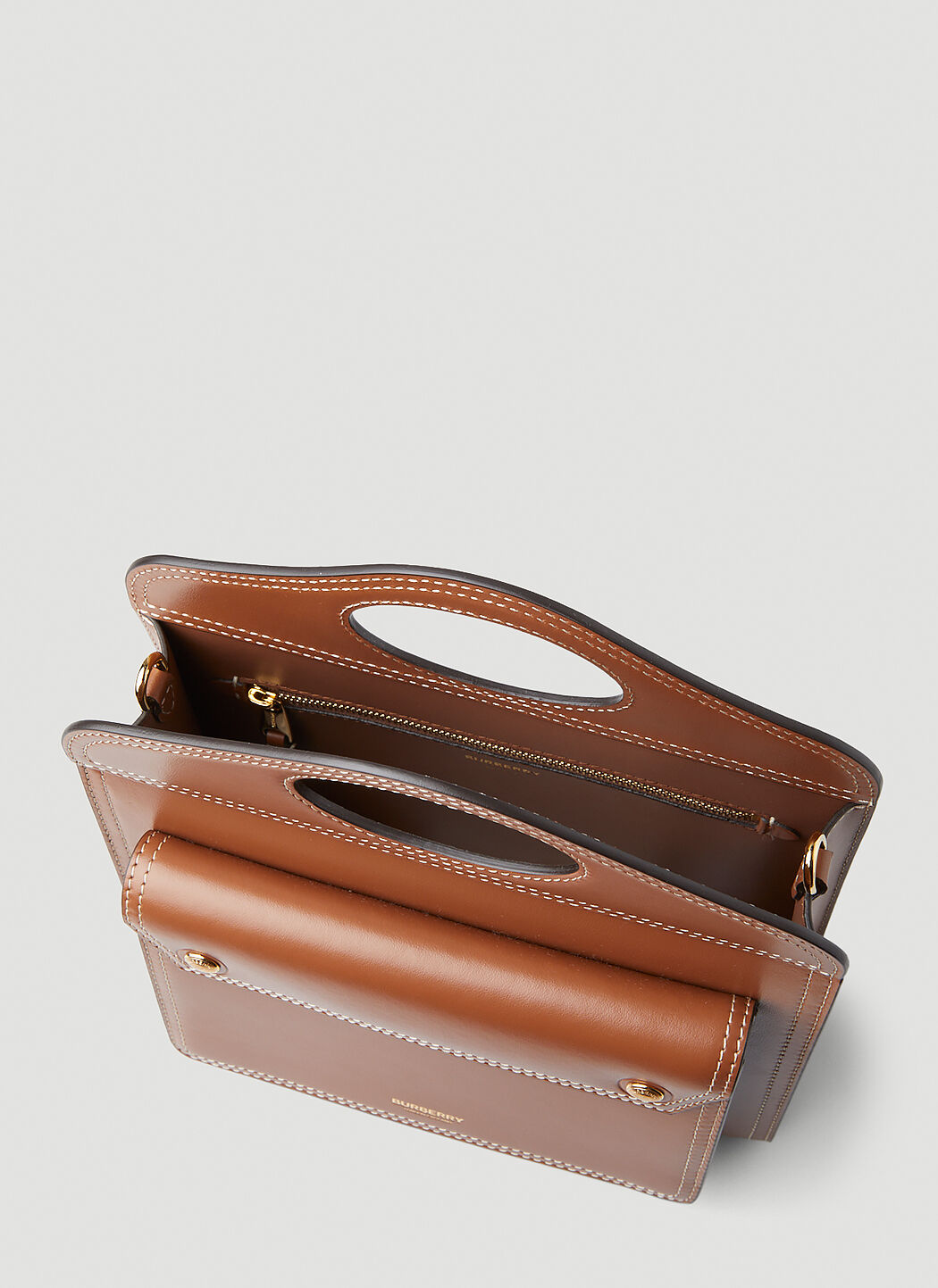 Burberry Topstitched Pocket Handbag in Brown LN CC