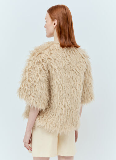 Max Mara Long-Haired Wool Cape Beige max0255038