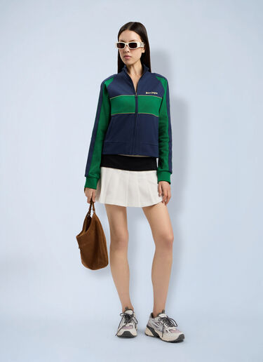 Palm Angels Classic Logo Zipped Crew Jacket Blue pma0264233