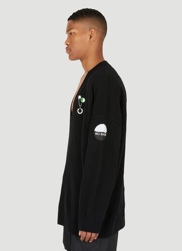 Raf Simons x Fred Perry Patch V-Neck Sweater Black rsf0147005