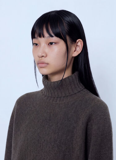 LN-CC® - GANNI: Double Knit Batwing Turtleneck - Brown GANNI Double Knit Batwing Turtleneck Brown gan0266012