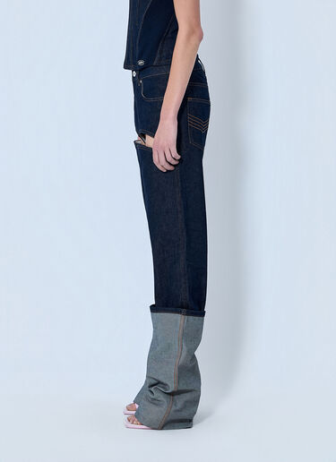 Jean Paul Gaultier Cut Out Wide Leg Jeans Blue jpg0264006