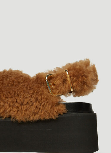 Marni [퍼스벳] 시어링 웨지 샌들 브라운 mni0249034