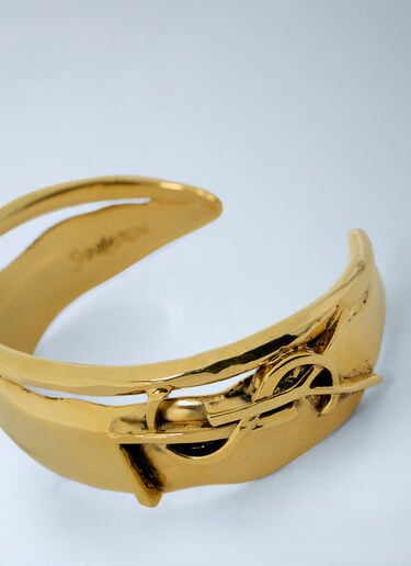 Saint Laurent Textured Metal Bangle Gold sla0262056