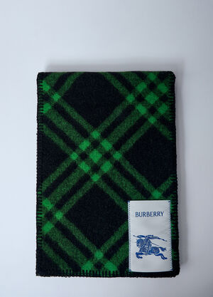 Burberry Check Wool Scarf Green bur0159024