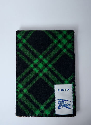 Burberry Check Wool Scarf Green bur0159024
