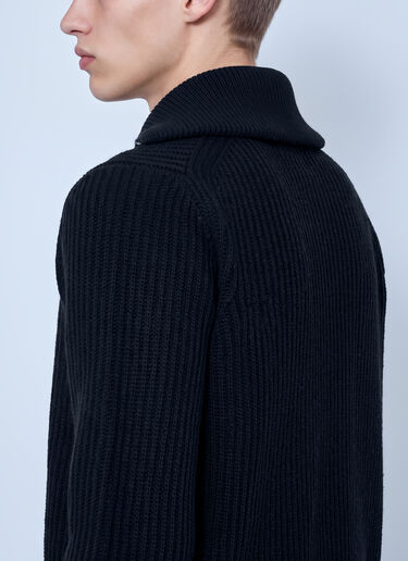 LN-CC® - Moncler: Logo Rib Wool Turtleneck - Black Moncler Logo Rib Wool Turtleneck Black mon0166033
