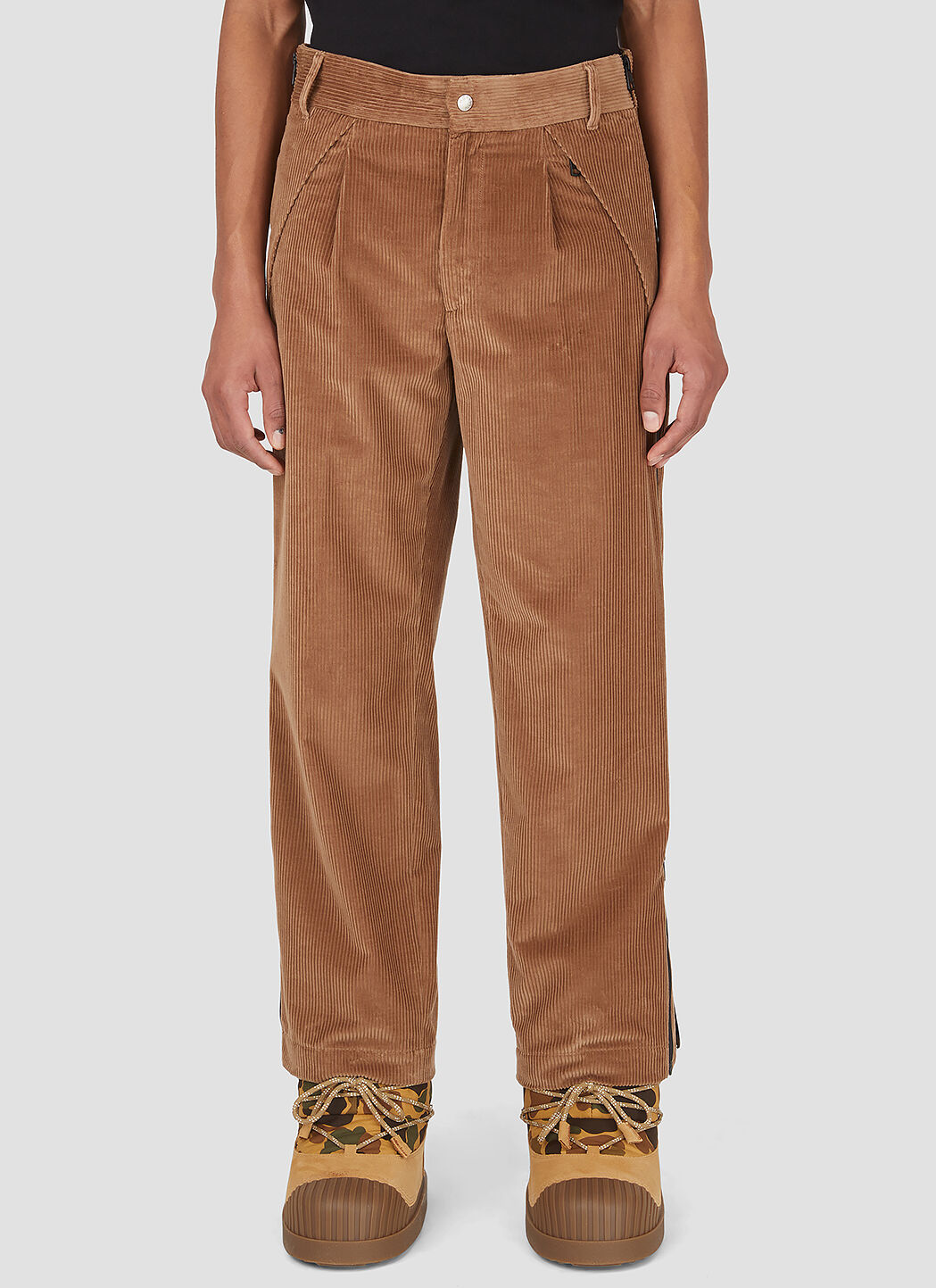 Pleated front corduroy mens trousers top