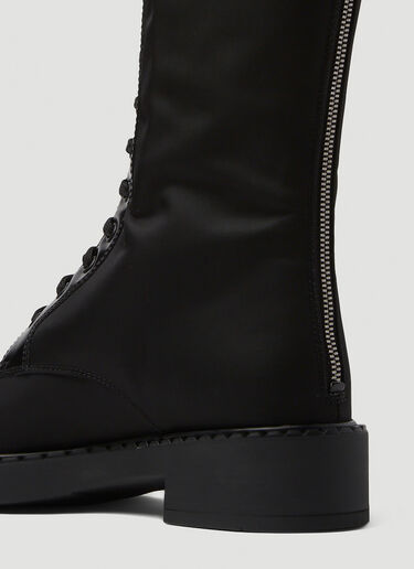 Prada Re-Nylon Knee-High Combat Boots Black pra0249024