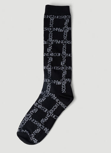 JW Anderson Logo Grid Long Socks Black jwa0351016