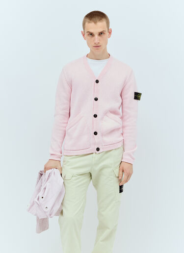 Stone Island Logo Patch Cardigan Pink sto0156090
