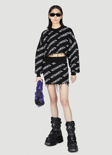 VETEMENTS 字母花押迷你半裙 黑色 vet0251016