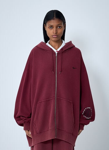 Nike x Martine Rose Logo Motif Hooded Zip-Up Sweatshirt Red nik0362112