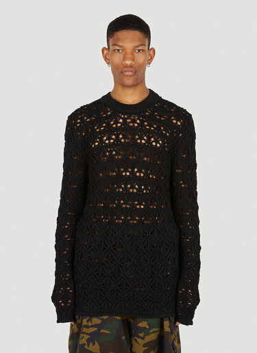 Dolce & Gabbana 羊毛蕾丝缝线针织上衣 黑 dol0148007