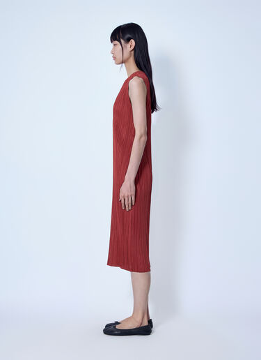LN-CC® - Pleats Please Issey Miyake: September Pleated Midi Dress - Red Pleats Please Issey Miyake September Pleated Midi Dress Red plp0266026