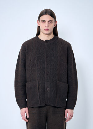 Homme Plissé Issey Miyake Rustic Knit Cardigan Black hmp0160003
