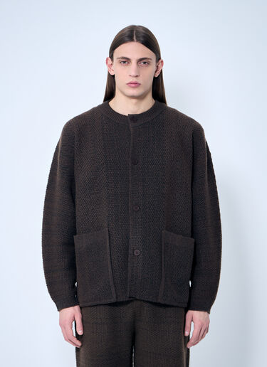 Homme Plissé Issey Miyake Rustic Knit Cardigan Brown hmp0159005