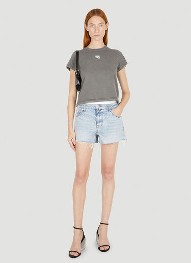 Alexander Wang 로고 허리밴드 쇼츠 블루 awg0250022