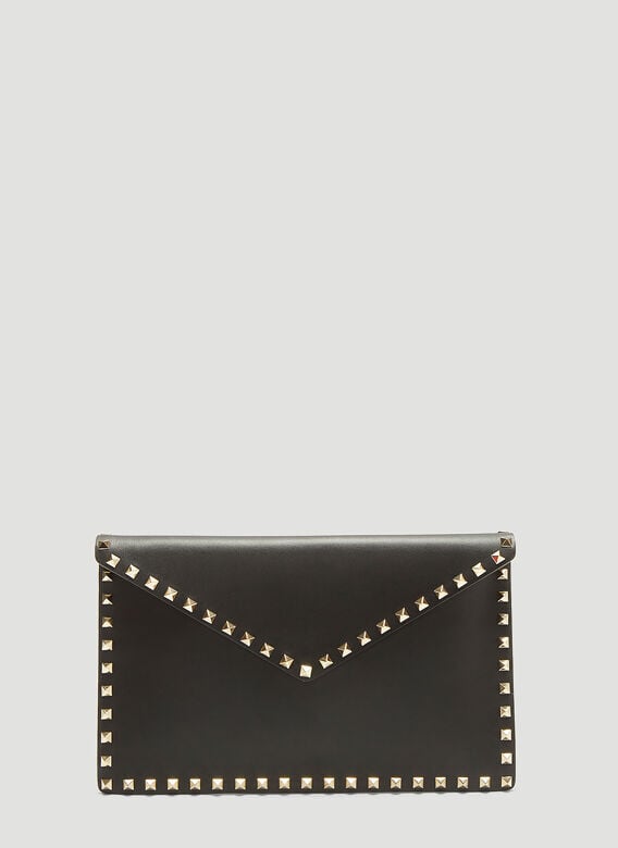 Valentino Rockstud Envelope Pouch in Black LN CC