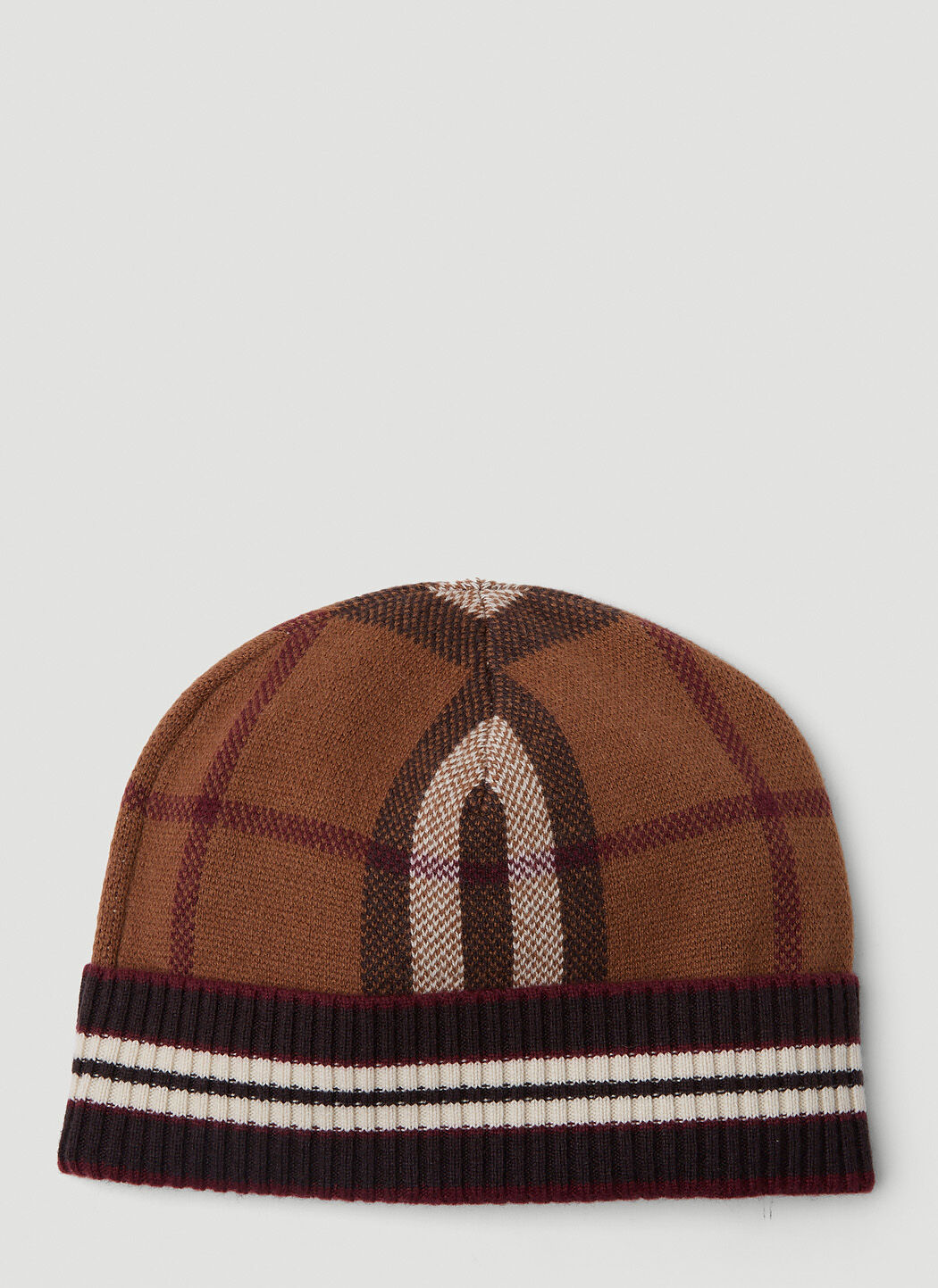 Burberry Check Cashmere Beanie Hat in Brown LN CC