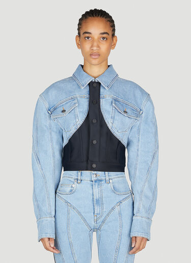 Mugler Corset Panel Denim Jacket Blue mug0252037