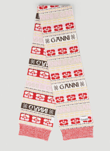 GANNI 图案围巾 红色 gan0253056